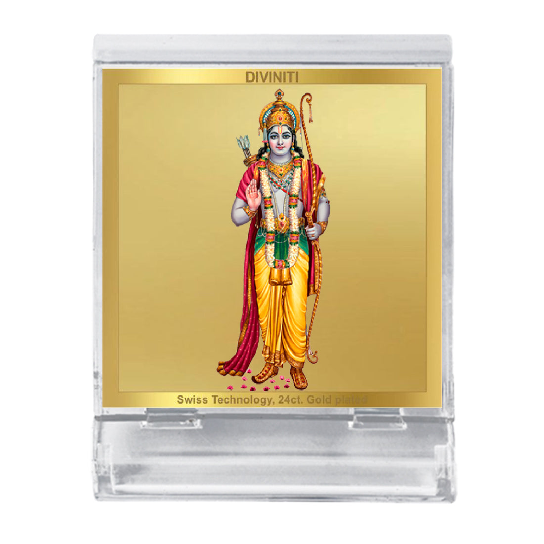 Diviniti 24K Gold Plated Ram Acrylic Frame for Car Dashboard, Home Decor, Tabletop, Puja Room, Festival Gift ACF3A (5.8x4.8 CM)