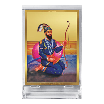 Diviniti 24K Gold Plated Guru Gobind Singh Frame For Car Dashboard, Home Decor, Table Top, Gift (11 x 6.8 CM)