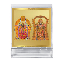 Load image into Gallery viewer, Diviniti 24K Gold Plated Padmawati Balaji Frame For Car Dashboard, Home Decor, Tabletop and Gift (5.8 x 4.8 CM)
