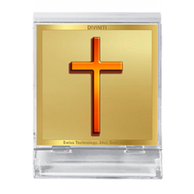 Load image into Gallery viewer, Diviniti 24K Gold Plated Holy Cross Frame For Car Dashboard, Home Decor, Tabletop, Prayer, Gift (ACF 3A)(5.8 x 4.8 CM)
