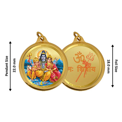 Diviniti 24K Gold Plated Shiv Parivar & Om 18MM Double Sided Pendant For Men, Women & Kids