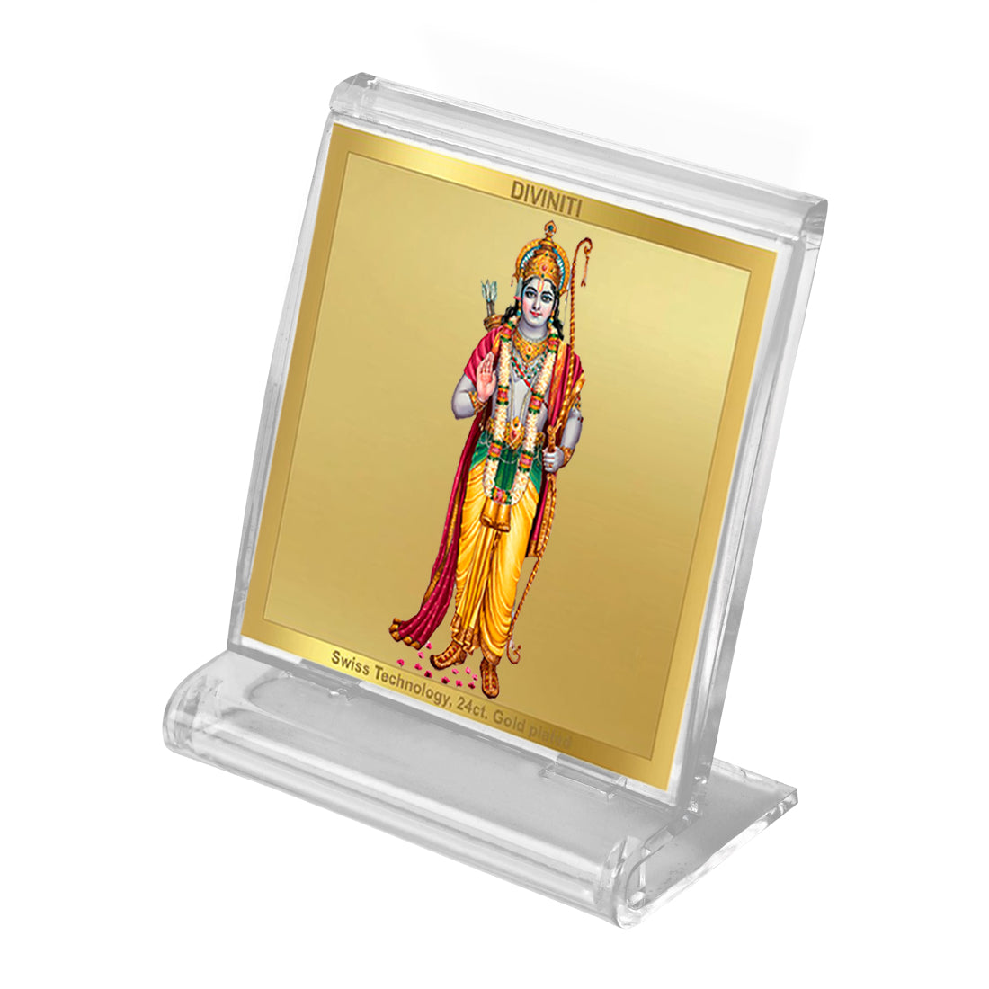 Diviniti 24K Gold Plated Ram Acrylic Frame for Car Dashboard, Home Decor, Tabletop, Puja Room, Festival Gift ACF3A (5.8x4.8 CM)