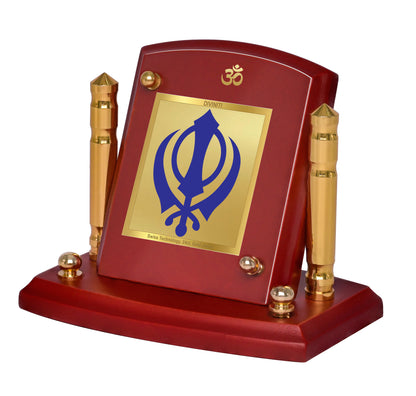 Diviniti 24K Gold Plated Ik Onkar Photo Frame for Car Dashboard, Home Decor, Tabletop, Puja Room, Showpiece and Gift  MDF1BP+ (6.5x5.5 CM)