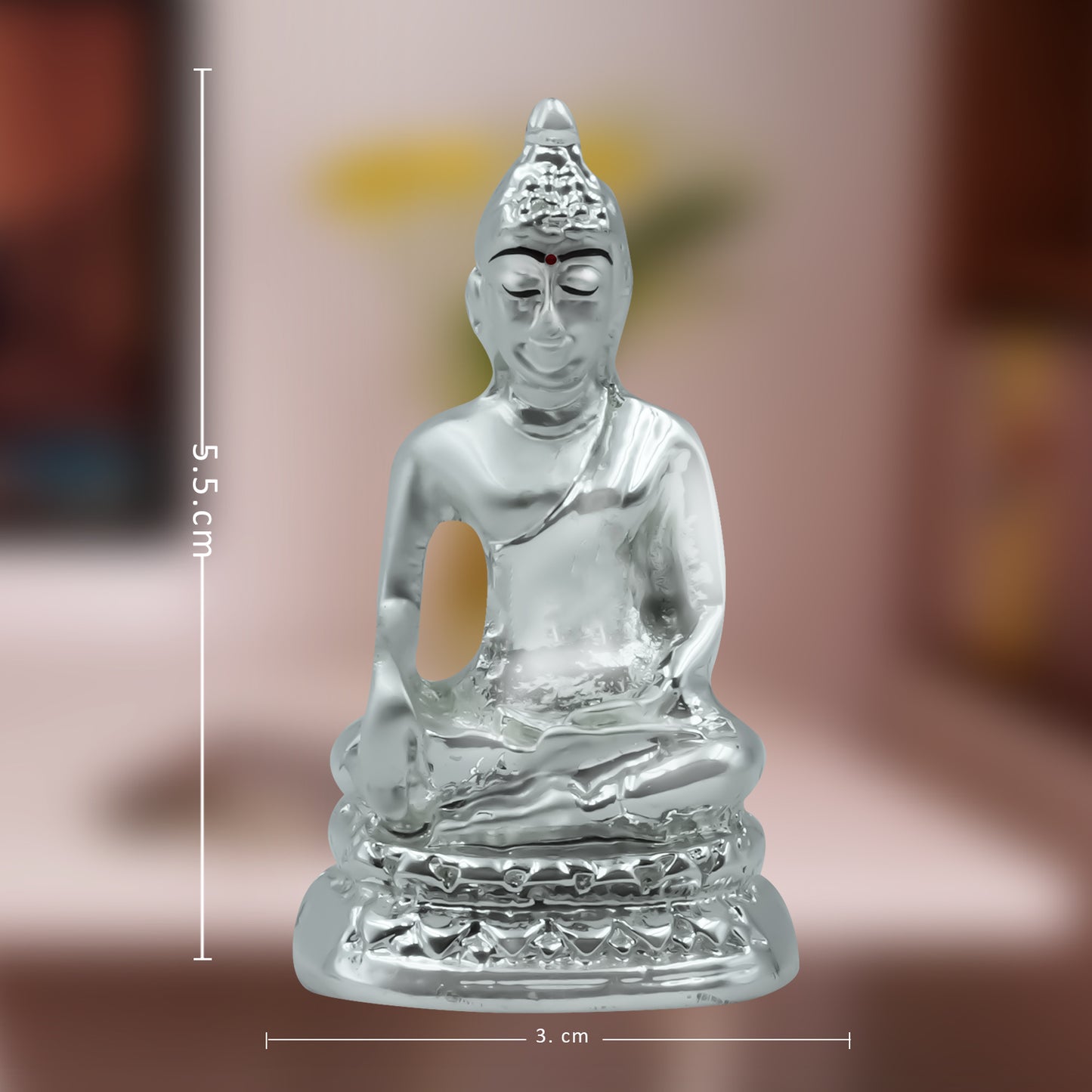 Diviniti 999 Silver Plated Lord Buddha Statue Idol For Office Desk, Workshop, Table Top and Home Decor Showpiece, Luxury Gift (5.5x3 CM)