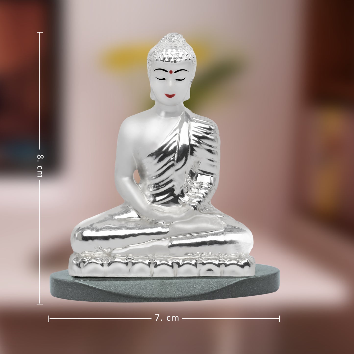 Diviniti 999 Silver Plated Buddha Idol for Home Decor Showpiece (8 X 7 CM)