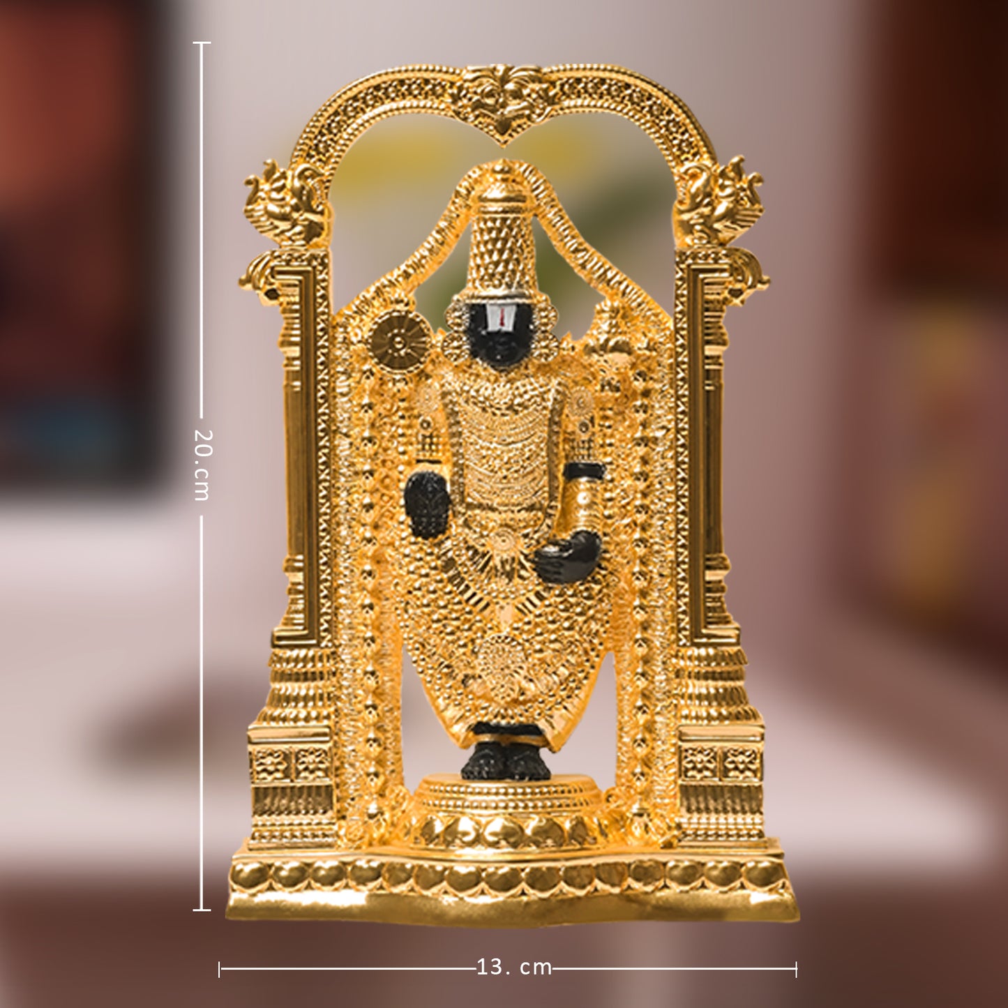 DIVINITI 24K Gold Plated Lord Tirupati Balaji Idol Statue For Positive Energy, Inner Peace, Protection and Prosperity (20X13CM)