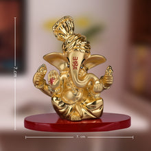 Load image into Gallery viewer, DIVINITI 24K Gold Plated Pagdi Lord Ganesha Elegant Statue Idol For Home Decor, Car Dashboard, Tabletop, Easy To Carry, Luxury Gift (7x7 CM)
