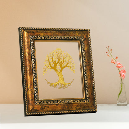 DIVINITI 24K Gold Plated Tree Of Life Traditional Photo Frame Idol for Home Decor, Table Top, Wall Hanging, Workshop, Premium Gift | DG113 Size 2 (22.6x18.4 CM)