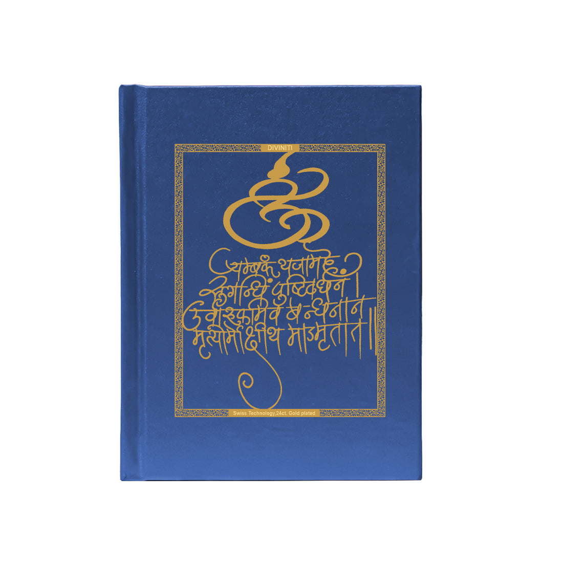 DIVINITI 24K Gold Plated Mantra Notebook | Religious Diary Hardcover 17 x 13.5 cm | Journal Diary for Work, Travel, College |A Journal to Inspire and Empower Your Life| 100 Pages Blue Color