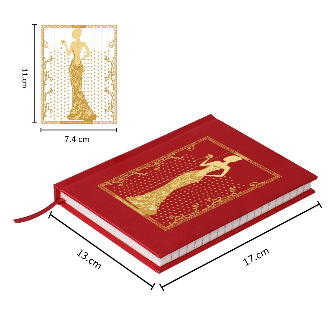 DIVINITI 24K Gold Plated Lady Notebook | Religious Diary Hardcover 17 x 13.5 cm | Journal Diary for Work, Travel, College |A Journal to Inspire and Empower Your Life| 100 Pages Red Color