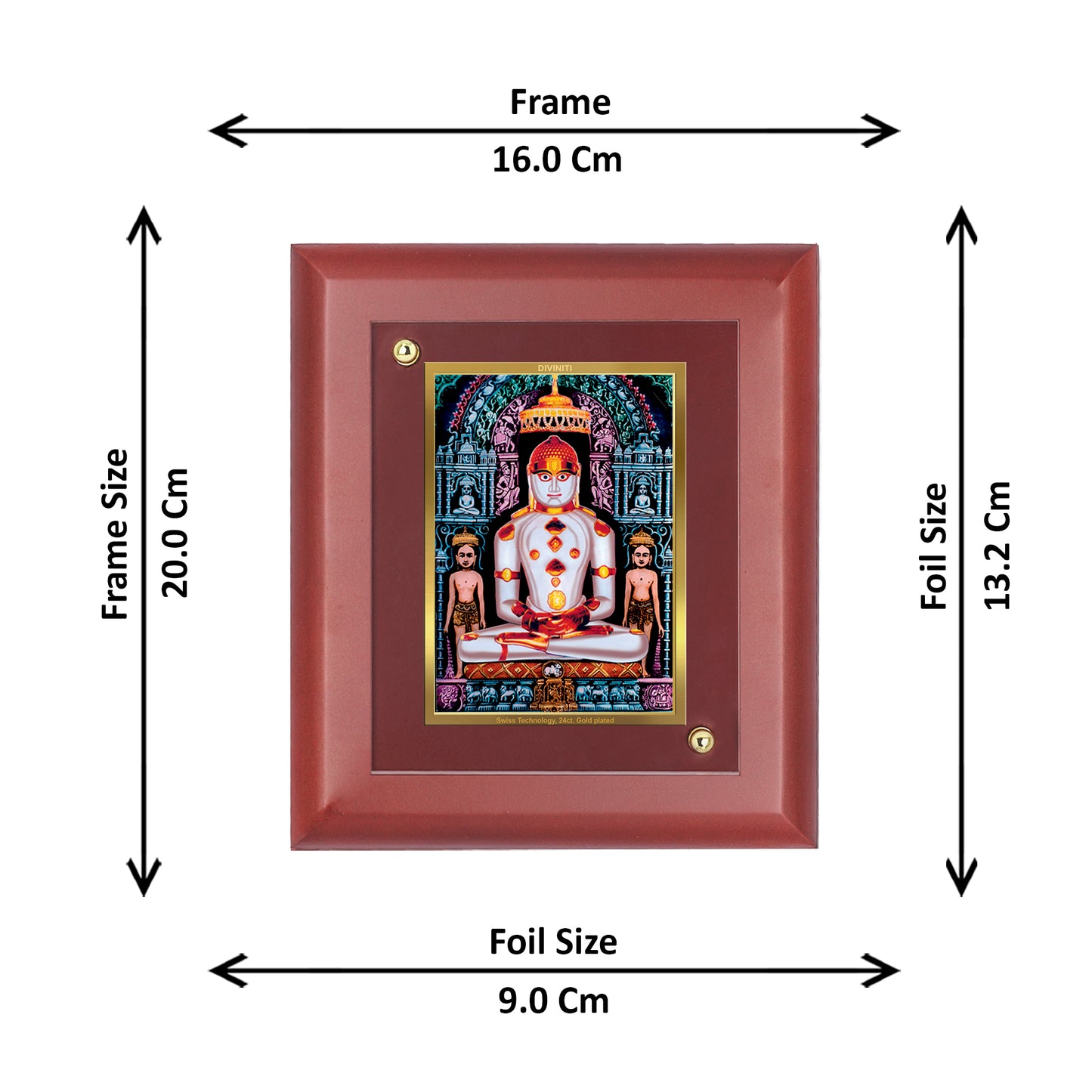 Diviniti 24K Gold Plated Adinath Photo Frame Home & Office Decor, Tabletop, Puja Room, Workshop, Gift Items | MDFS2 (20x16 CM)