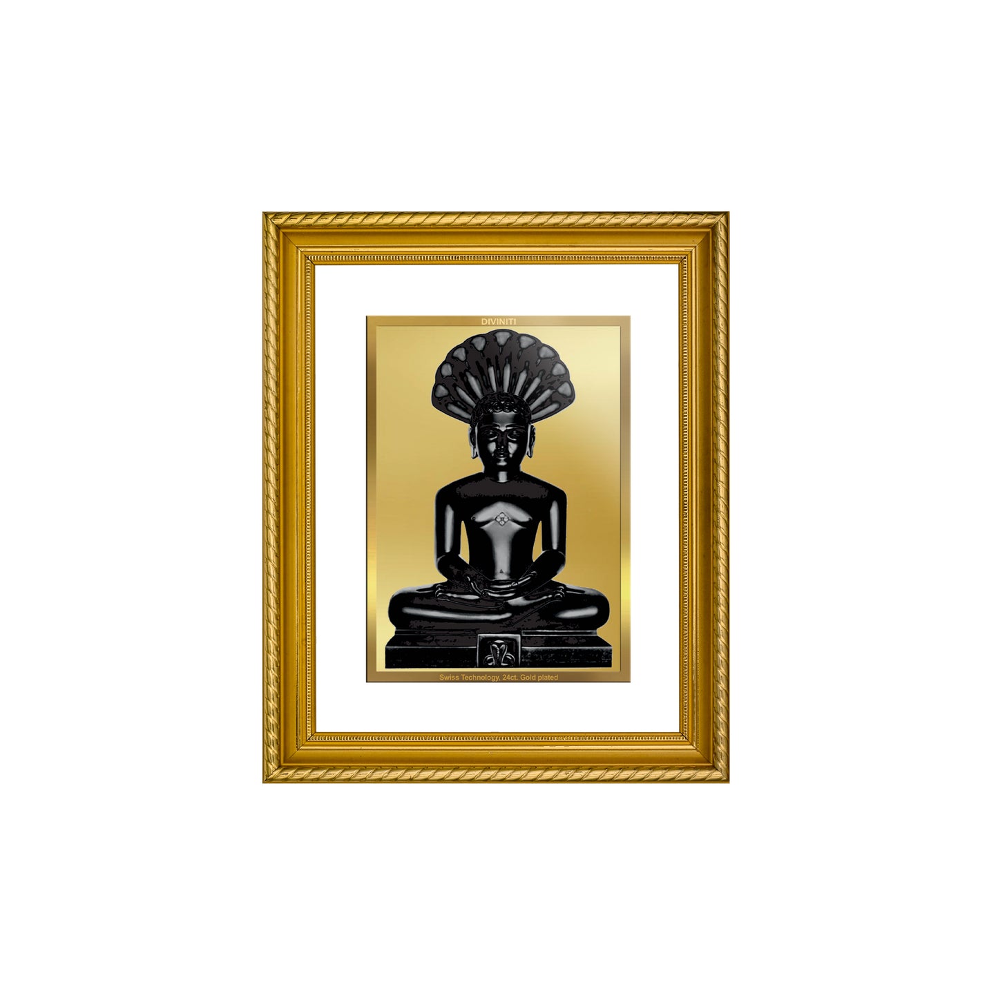 DIVINITI 24K Gold Plated Parshvanatha Wall Photo Frame for Home Decor, Wall Hanging, Table Top, Puja Room & Gift DG056S3 (27.6X35.4 CM)