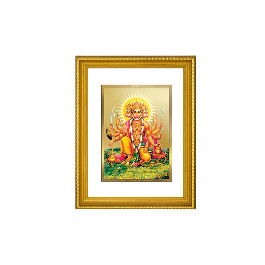 DIVINITI 24K Gold Plated Panchmukhi Hanuman Wall Photo Frame for Home Decor, Wall Hanging, Table Top, Puja Room & Gift DG056S3 (27.6X35.4 CM)