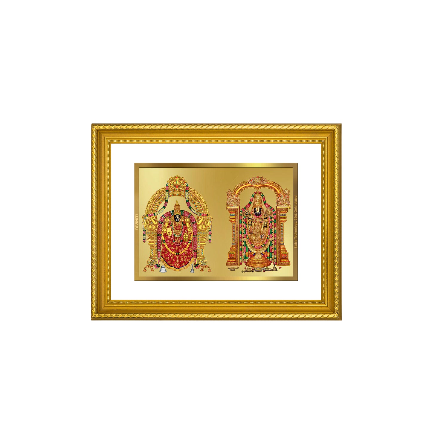 DIVINITI 24K Gold Plated Padmavati & Balaji Wall Photo Frame for Home Decor, Wall Hanging, Table Top, Puja Room & Gift DG056S3 (27.6X35.4 CM)