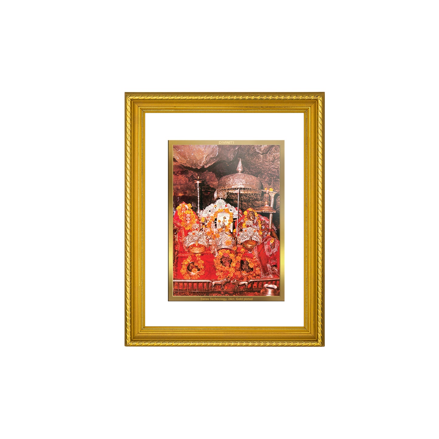 DIVINITI 24K Gold Plated Mata Ka Darbar Wall Photo Frame for Home Decor, Wall Hanging, Table Top, Puja Room & Gift DG056S3 (27.6X35.4 CM)