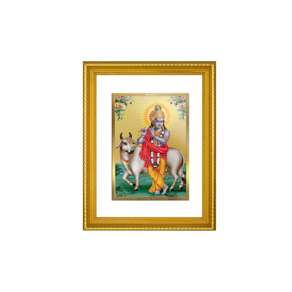 DIVINITI 24K Gold Plated Krishna Wall Photo Frame for Home Decor, Wall Hanging, Table Top, Puja Room & Gift DG056S3 (27.6X35.4 CM)