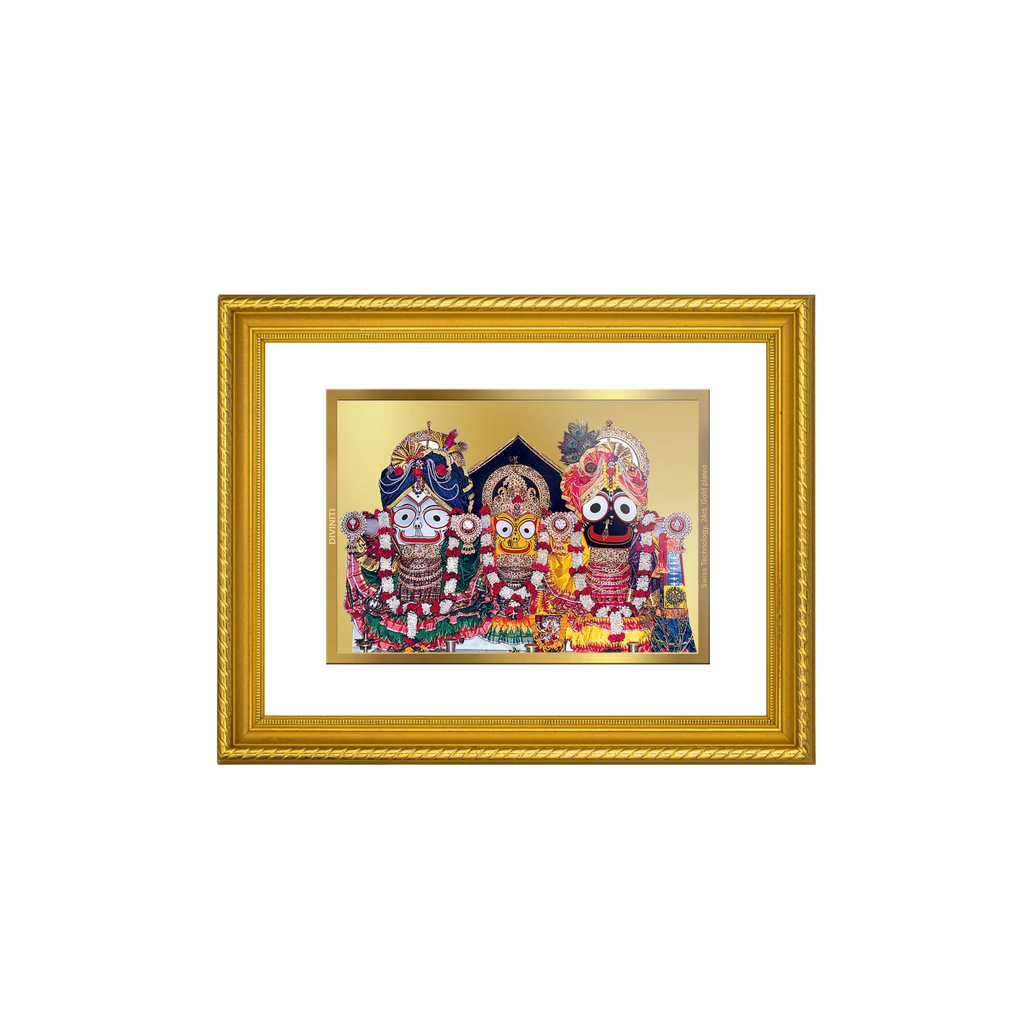 DIVINITI 24K Gold Plated Jagannath Wall Photo Frame for Home Decor, Wall Hanging, Table Top, Puja Room & Gift DG056S3 (27.6X35.4 CM)