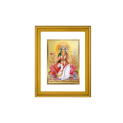 DIVINITI 24K Gold Plated Gayatri Mata Wall Photo Frame for Home Decor, Wall Hanging, Table Top, Puja Room & Gift DG056S3 (27.6X35.4 CM)