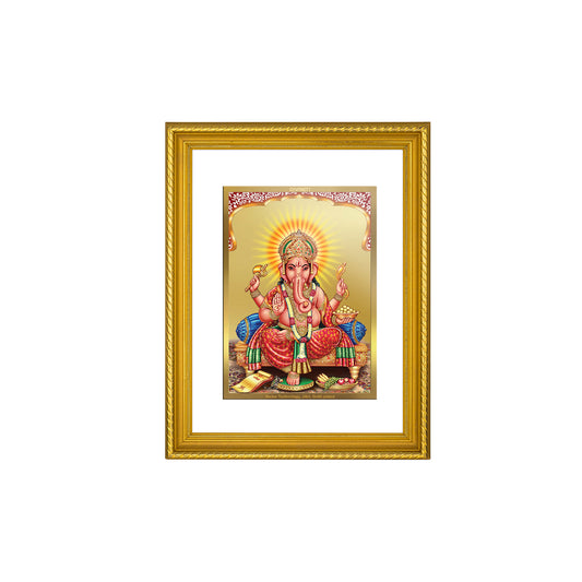 DIVINITI 24K Gold Plated Ganesha Wall Photo Frame for Home Decor, Wall Hanging, Table Top, Puja Room & Gift DG056S3 (27.6X35.4 CM)