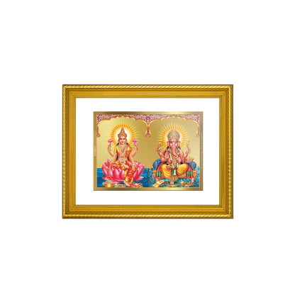 DIVINITI 24K Gold Plated Lakshmi & Ganesha Wall Photo Frame for Home Decor, Wall Hanging, Table Top, Puja Room & Gift DG056S3 (27.6X35.4 CM)