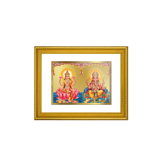 DIVINITI 24K Gold Plated Lakshmi & Ganesha Wall Photo Frame for Home Decor, Wall Hanging, Table Top, Puja Room & Gift DG056S3 (27.6X35.4 CM)