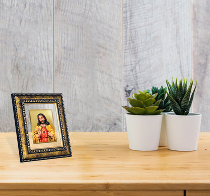 DIVINITI 24K Gold Plated Foil Jesus Photo Frame for Wall Hanging, Workshop, Table Top, Home Decor, Luxury Gift|DG113 Size 2 (22.6x18.4 CM)