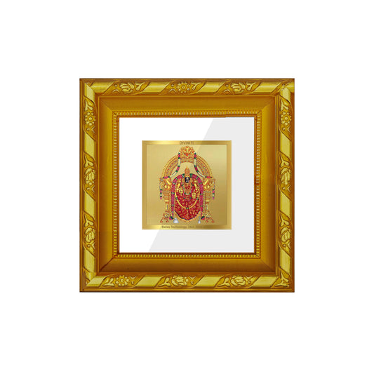 DIVINITI 24K Gold Plated Padmavathi Wooden Modern Wall Photo Frame Idol for Workshop, Puja Room, Home Decor, Luxurious Gifts | DG103S1A (10x10 CM)