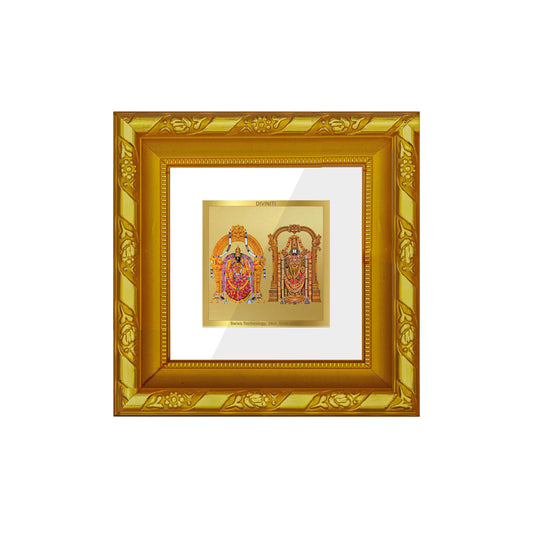 DIVINITI 24K Gold Plated Padmavathi Balaji Wooden Stylish Wall Photo Frame Idol for Workshop, Puja Room, Home Decor, Luxurious Gifts | DG103S1A (10x10 CM)