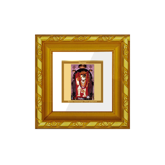 DIVINITI 24K Gold Plated Foil Mehandipur Balaji Wooden Wall Photo Frame Idol for Puja Room, Table Top, Home Decor, Workshop, Gifts | DG103S1A (10x10 CM)