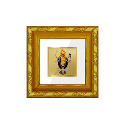 DIVINITI 24K Gold Plated Foil Goddess Kali Wooden Photo Frame Idol for Workshop, Wall Hanging, Puja Room, Table Top, Home Decor, Gifts | DG103S1A (10x10 CM)