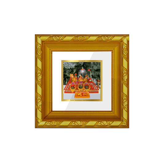 DIVINITI 24K Gold Plated Foil Mata Ka Darbar Wooden Traditional Wall Photo Frame Idol for Home Decor, Workshop, Puja Room, Tabletop, Gifts | DG103S1A (10x10 CM)