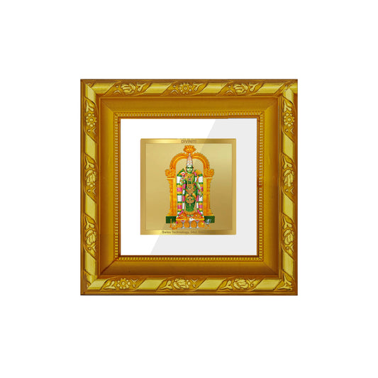 DIVINITI 24K Gold Plated Foil Meenakshi Wooden Classic Photo Frame Idol for Home Wall Decor, Puja Room, Table Top, , Workshop, Gifts | DG103S1A (10x10 CM)