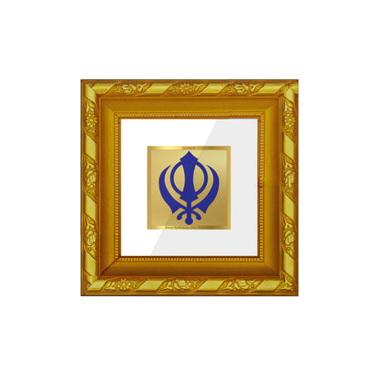 DIVINITI 24K Gold Plated Foil Khanda Sahib Luxurious Wall Photo Frame for Prayer, Home & Office Decor, Workshop, Premium Gifts | DG103S1A (10x10 CM)