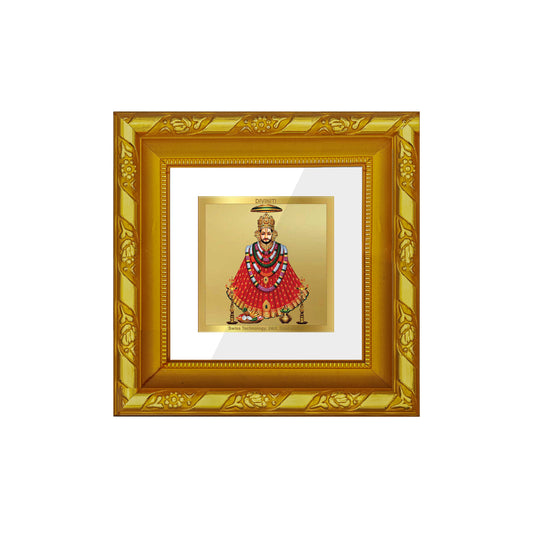 DIVINITI 24K Gold Plated Foil Khatu Shyam Wooden Photo Frame Idol for Prayer, Home & Office Wall Decor, Workshop, Gifts | DG103S1A (10x10 CM)