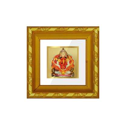 DIVINITI 24K Gold Plated Siddhivinayak Wooden Wall Photo Frame Idol for Home Decor, Workshop, Puja Room, Table Top, Premium Gifts | DG103S1A (10x10 CM)