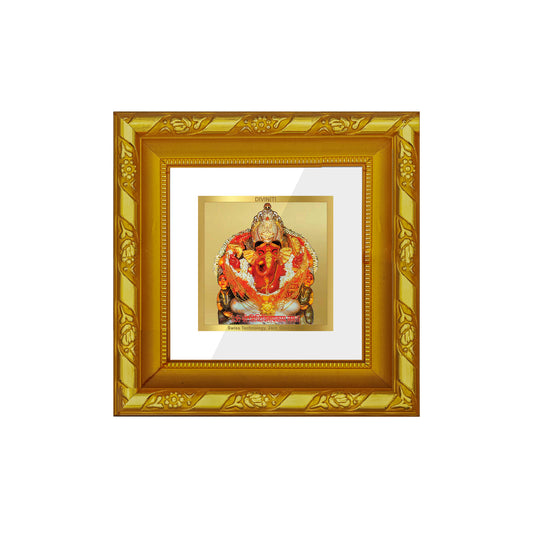 DIVINITI 24K Gold Plated Siddhivinayak Wooden Wall Photo Frame Idol for Home Decor, Workshop, Puja Room, Table Top, Premium Gifts | DG103S1A (10x10 CM)