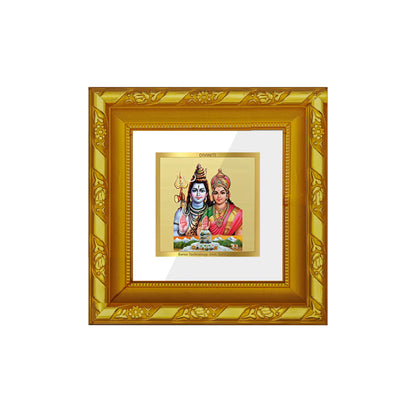 DIVINITI 24K Gold Plated Shiv Parvati Photo Frame Idol for Home Decor, Puja Room, Wall Hanging, Table Top, Workshop, Gifts | DG103S1A (10x10 CM)