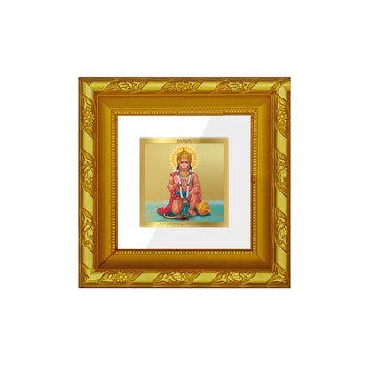 DIVINITI 24K Gold Plated Foil Lord Hanuman Wall Photo Frame for Table Top, Home Decor, Puja Room, Workshop, Gifts|DG103S1A (10x10 CM)