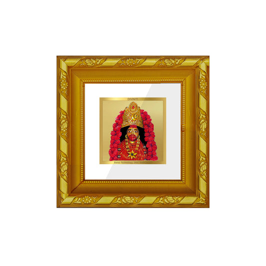 DIVINITI 24K Gold Plated Foil Maa Tara Wooden Photo Frame Idol for Home Decor, Wall Hanging, Puja Room, Table Top, Premium Gifts | DG103S1A (10x10 CM)