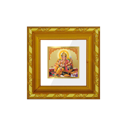 DIVINITI 24K Gold Plated Foil Lord Ganesha Wall Photo Frame for Table Top, Home Decor, Puja Room, Luxury Gifts|DG103S1A (10x10 CM)