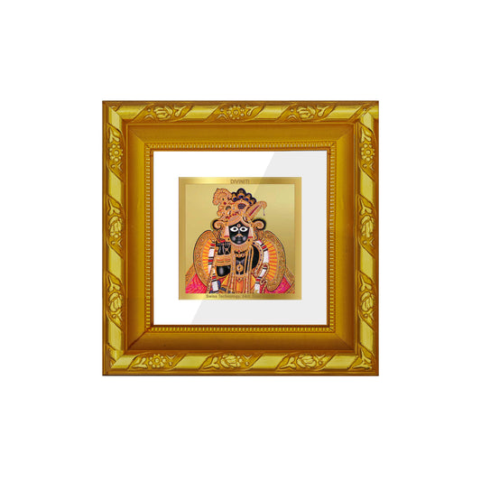 DIVINITI 24K Gold Plated Foil Bankey Bihari Wooden Classic Photo Frame Idol for Wall Hanging, Puja Room, Home Decor, Table Top, Gifts | DG103S1A (10x10 CM)