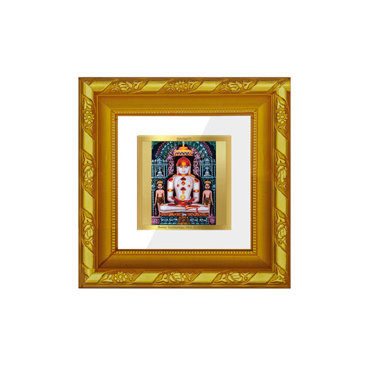 DIVINITI 24K Gold Plated Foil Adinath Ji Wooden Elegant Wall Photo Frame Idol for Workshop, Home & Office Decor, Table Top, Gift | DG103S1A (10x10 CM)