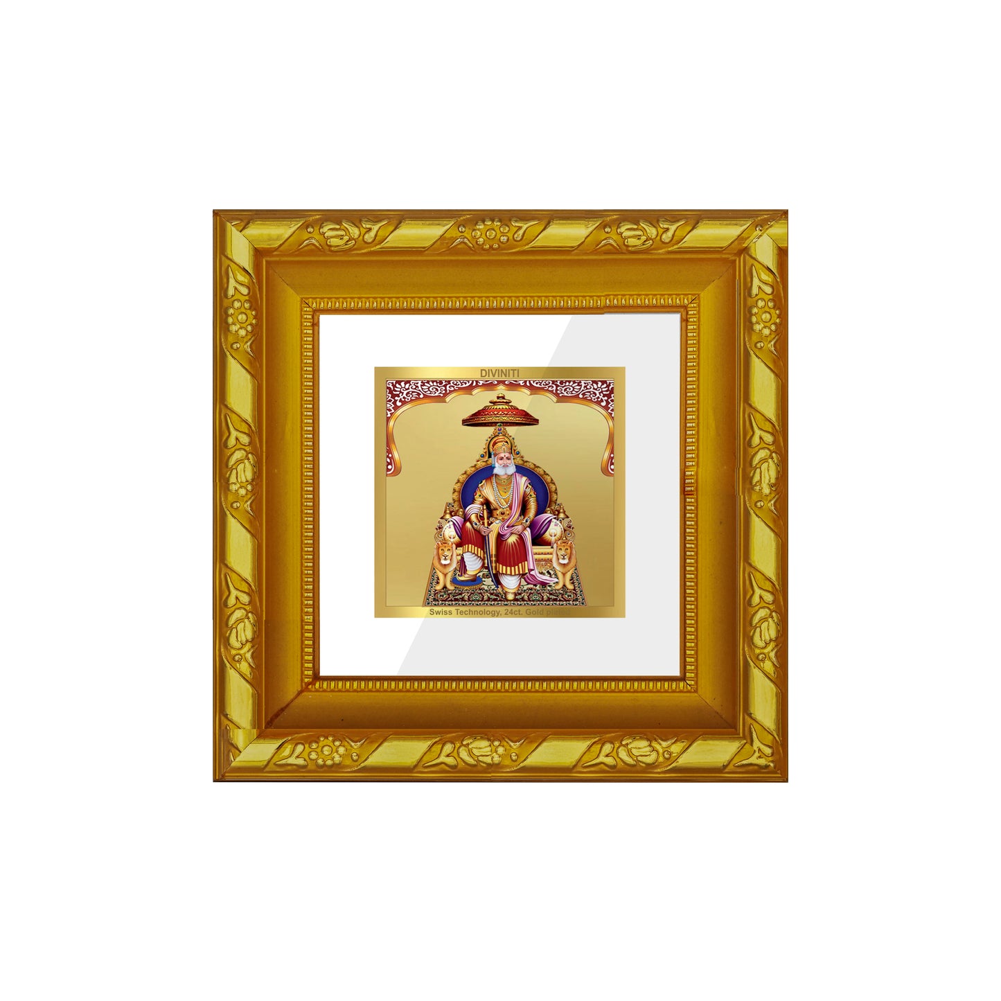 DIVINITI 24K Gold Plated Foil Agrasen Maharaj Photo Frame for Home Wall Decor, Table Top, Luxury Gift|DG103S1A (10x10 CM)