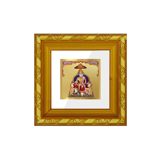 DIVINITI 24K Gold Plated Agrasen Maharaj Wooden Photo Frame for Home Wall Decor, Table Top, Luxury Gift | DG103S1A (10x10 CM)