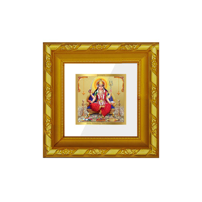 DIVINITI 24K Gold Plated Santoshi Mata Wooden Photo Frame Idol for Puja Room, Wall Hanging, Table Top, Home Decor, Workshop, Gifts | DG103S1A (10x10 CM)