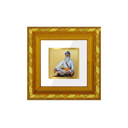 DIVINITI 24K Gold Plated Foil Baba Deep Singh Classic Wooden Photo Frame Idol for Home & Office Wall Decor, Puja Room, Table Top, Premium Gifts | DG103S1A (10x10 CM)