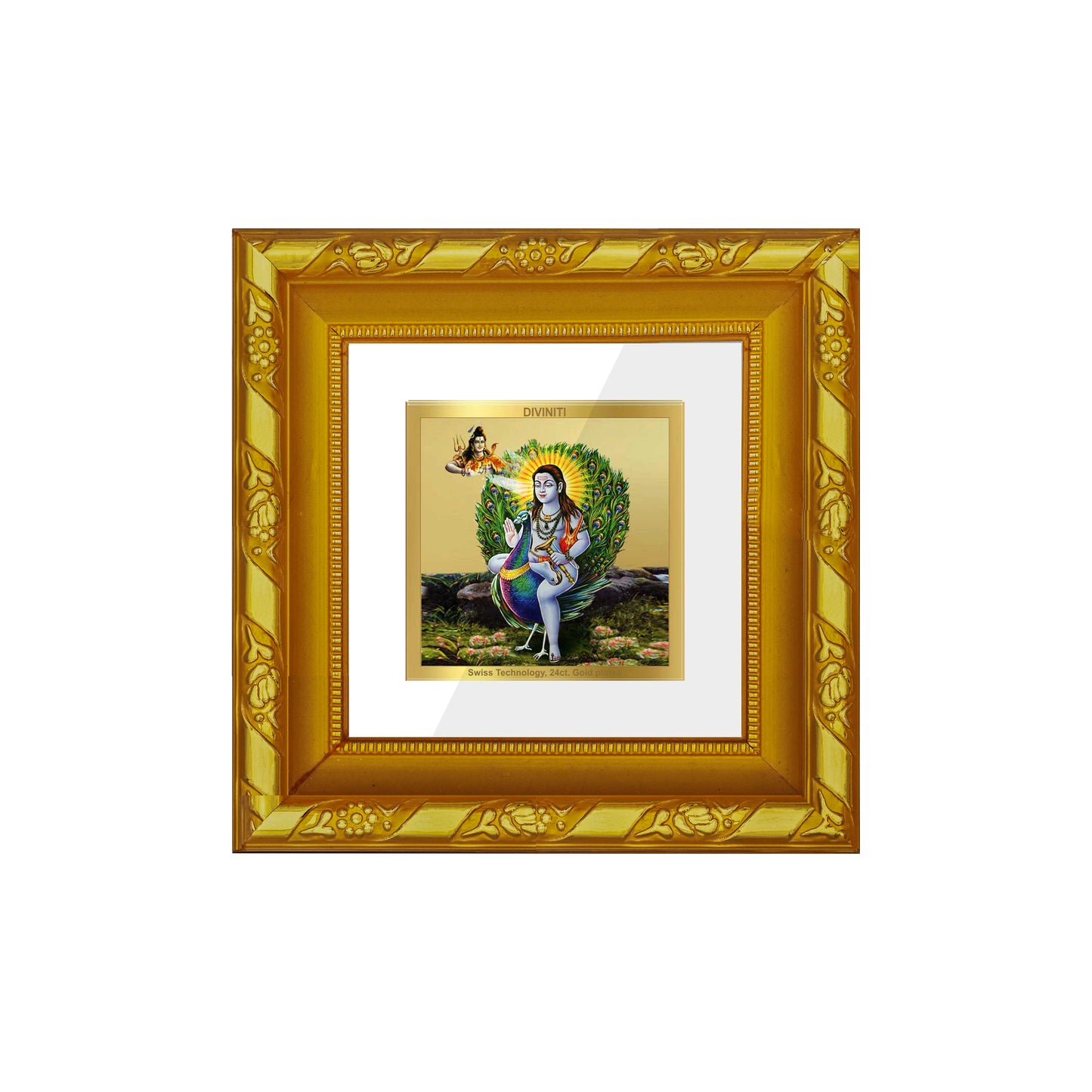 DIVINITI 24K Gold Plated Foil Baba Balak Nath Luxurious Photo Frame Idol for Puja Room, Home Decor, Workshop, Premium Gifts|DG103S1A (10x10 CM)