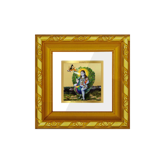 DIVINITI 24K Gold Plated Foil Baba Balak Nath Wooden Luxurious Photo Frame Idol for Puja Room, Home Decor, Workshop, Premium Gifts | DG103S1A (10x10 CM)