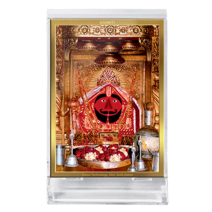 Diviniti 24K Gold Plated Salasar Balaji Frame For Car Dashboard, Home Decor, Puja, Festival Gift (11 x 6.8 CM)