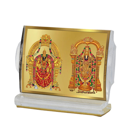 Diviniti 24K Gold Plated Padmawati Balaji Frame For Car Dashboard, Home Decor, Puja and Gift (11 x 6.8 CM)